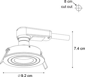 Moderné zapustené bodové svetlo tmavosivé GU10 50 mm okrúhle výkyvné - Rondoo