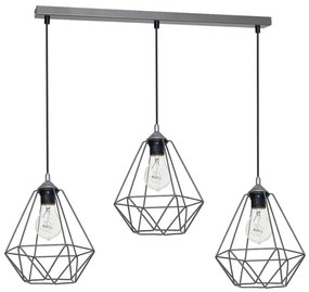 Závesné svietidlo BASKET 3xE27/60W/230V šedá