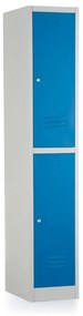 Kovová šatníková skrinka - 2 boxy, 38 x 45 x 185 cm, cylindrický zámok, modrá - ral 5012