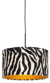 Moderná závesná lampa čierna s tienidlom zebra 35 cm - Combi