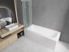 Mexen Vega obdĺžniková vaňa 160 x 70 cm s obkladom a 3-krídlovým zástenom 120 cm, transparentná, chróm