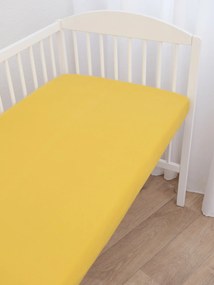 Jersey plachta do postieľky Classic 60 × 120 cm - horčicová