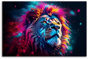 Obraz na plátně, Neonový lev Zvíře Afrika - 60x40 cm