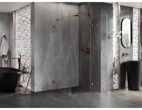 Mexen Lunar, 1-krídlový sprchový kút, pravý, 80 x 80 cm, 8mm číre sklo, ružové zlato profil, 834-080-080-60-00-P