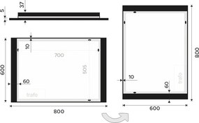 Nimco Čierne LED zrkadlo 800x600 - ZPC 41003-90