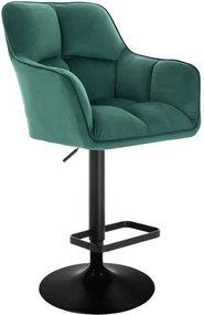 LuxuryForm DESIGN Barová stolička AMALFI VELUR na čiernom tanieri - zelená