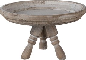 Hnedý drevený dekoratívny odkladací stolík/etažér - Ø 30*18 cm