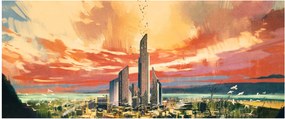 Obraz - Maľované mesto (120x50 cm)