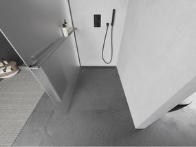Mexen Kioto+, sprchová zástena Walk-In s poličkou a vešiakom 70 x 200 cm, 8mm sklo námraza, grafitový profil, 800-070-121-66-30