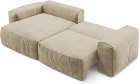 Svetlohnedá ženilková rozkladacia rohová pohovka (ľavý roh/s leňoškou) Kuki – Makamii