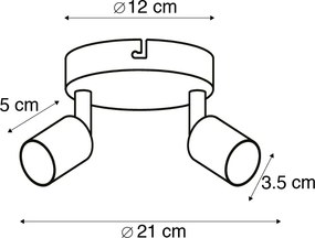 Moderný reflektor biely naklápací okrúhly 2-svetlo - Jeany