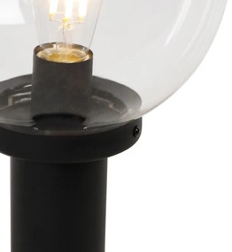 Vonkajšia stojaca lampa čierna s priehľadnou guľou 50 cm IP44 - Sfera