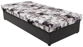 Posteľ s pružinovou matracou a úložným priestorom NOE 90x200 sivá/čierna