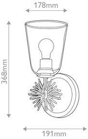 Quoizel STARING-1WB-DG-CLEAR - Nástenné svietidlo STARING 1xE27/40W/230V medené
