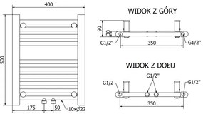 Mexen Mars, elektrické vykurovacie teleso 500 x 400 mm, 300 W, čierna, W110-0500-400-6300-70