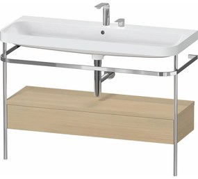 DURAVIT Happy D.2 Plus c-shaped kovový stojací podstavec s nábytkovým umývadlom s dvomi otvormi, 1 zásuvka, 1175 x 490 x 850 mm, chróm/dub Mediterrane, HP4844E71710000