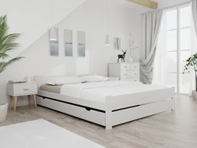 Posteľ IKAROS DOUBLE 160 x 200 cm, biela Rošt: S lamelovým roštom, Matrac: Matrac DELUXE 10 cm