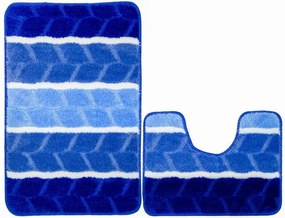 Sada kúpeľňových koberčekov FANO pruhy, modrá