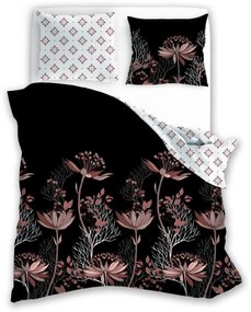 Bavlněné povlečení PURE SATEEN 010 160x200 cm + 2x 70x80 cm černé/béžovo-bílé