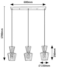 Rabalux 72163 - Luster na lanku ABRA 3xE27/60W/230V