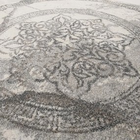 Luxusný sivý oválny koberec s originálnym vzorom Šírka: 80 cm | Dĺžka: 150 cm