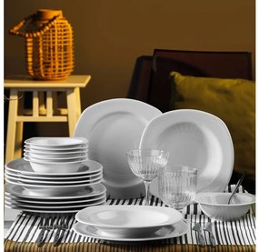 18-dielna jedálenská súprava, biela, z porcelánu