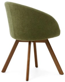 Zelené čalúnené jedálenské kreslo s podrúčkami Marvin – Kave Home