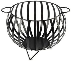 Kovový kôš na drevo Globe2, 54x42 cm, čierna