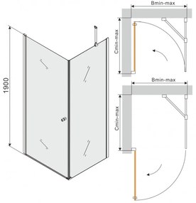 Mexen PRETORIA sprchovací kút 75x60cm, 6mm sklo, chrómový profil-číre sklo, 852-075-060-01-00