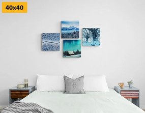 Set obrazov zasnežená krajinka - 4x 40x40