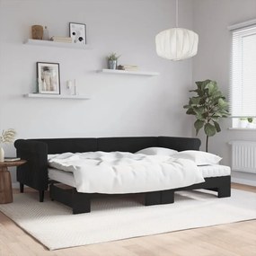 Rozkladacia denná posteľ s matracmi čierna 80x200 cm zamat 3197792