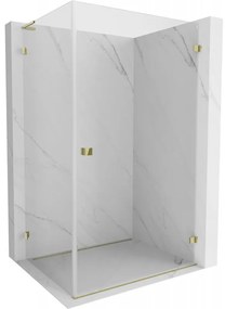 Mexen Lunar-B L výklopný sprchový kút pravý 90 x 70 cm, číre sklo, zlatá lesklá, 832L-090-070-50-00-P