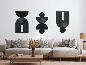 drevko Dekorácia na stenu Geometrické tvary Rozmer obrazu: 54 x 120 cm, Farba dekorácie: Čierna