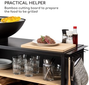Blumfeldt Savage 2.0 Wide, ohnisko s grilom, bambusová doska na krájanie, ochranný kryt
