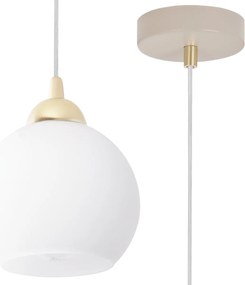 Závesné svietidlo Eliza, 1x biele sklenené tienidlo, g/be