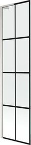 Mexen Next L, 1-krídlová vaňová zástena 50 x 150 cm, 6mm číre sklo-čierny vzor, 6mm číre sklo, profil brúsená oceľ, 895-050-000-03-77-97