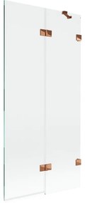 Mexen Lunar, 2-krídlová vaňová zástena pravá 90 x 150 cm, číre sklo, ružové zlato, 897-090-100-60-00-P