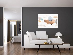 Obraz - Akvarelový slon v lietadle (90x60 cm)