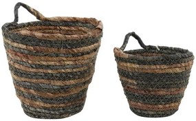 2 ks pletených hnedých košíkov s ušami Lionny - Ø18*17/ Ø13*13cm