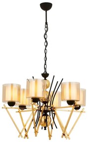 Závesný luster na reťazi VARANA 6xE27/40W/230V čierna/zlatá