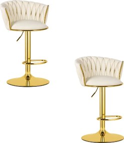 Sada dvoch barových stoličiek MIG zamatová, zlatá / béžová ( 2 ks)