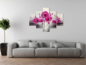 Gario Ručne maľovaný obraz Ružové Vlčie maky - 5 dielny Rozmery: 150 x 105 cm