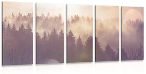 5-dielny obraz hmla nad lesom - 200x100