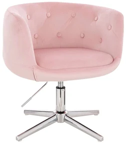 LuxuryForm DESIGN Kreslo MONTANA VELUR na striebornom kríži - ružové