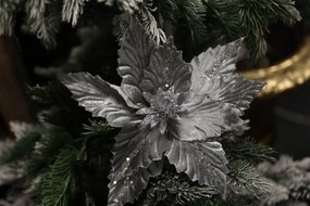 Strieborná zamatová vianočná ruža 26cm