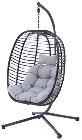 Autronic, Záhradné závesné kreslo, kov, polyratan, sivé, AZ-V1289 GREY