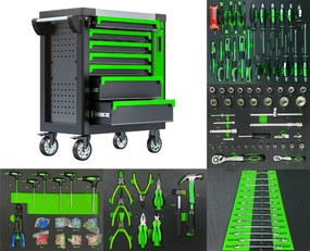 Kovový pojazdný dielenský vozík s 263 nástrojmi a 7 zásuvkami BestBerg BBTC-703T / SPCC steel