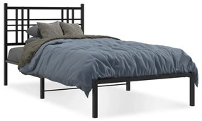 Kovový rám postele s čelom čierny 100x190 cm 376318