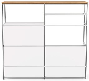 Kovová komoda »CN3« s drevenou doskou, 1 tyčou na oblečenie, 1 priehradkou a 3 zásuvkami, biela