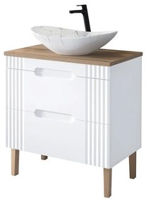 Umývadlová skrinka Fiji s doskou a umývadlom 80 cm biela/dub coast evoke